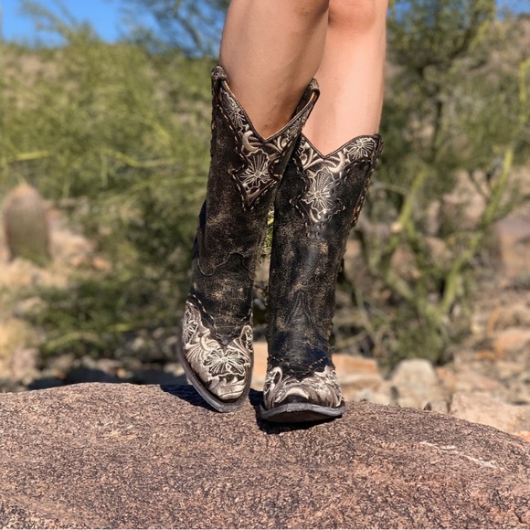OLD GRINGO ERIN 13" Boots crackel black leather embroidered boho RTL 595 NIB 10 - Picture 3 of 11